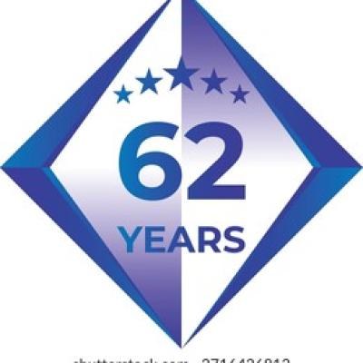 62 Years Anniversary Badge Five Star