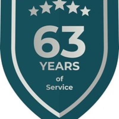 63 Years Service Teal Shield - find similar on iStock