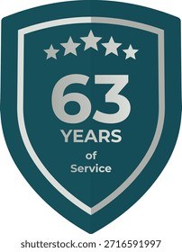 63 Years Service Teal Shield