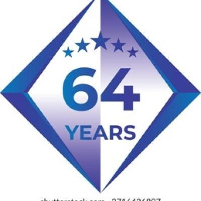 64 Years Anniversary Badge Five Star