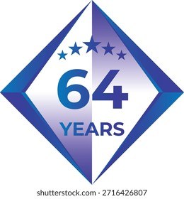 64 Years Anniversary Badge Five Star