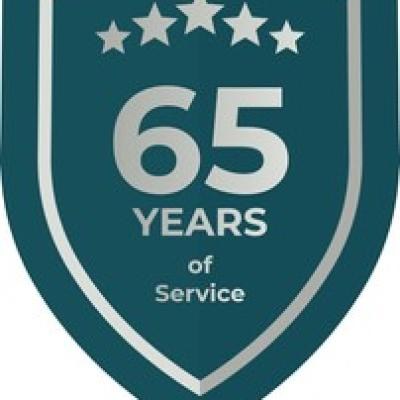 65 Years Service Teal Shield - find similar on Dreamstime