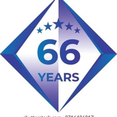 66 Years Anniversary Badge Five Star
