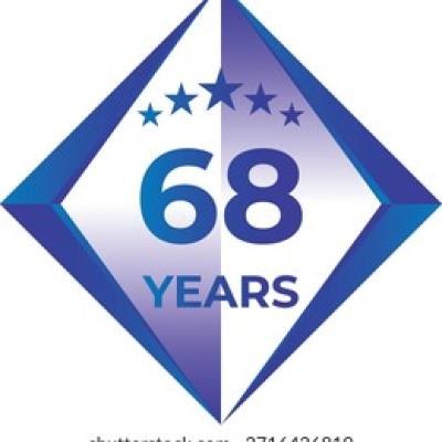 68 Years Anniversary Badge Five Star
