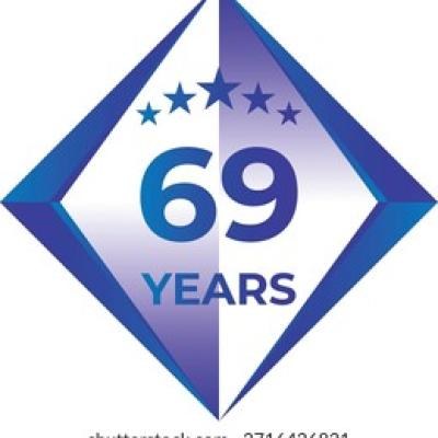 69 Years Anniversary Badge Five Star