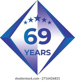 69 Years Anniversary Badge Five Star