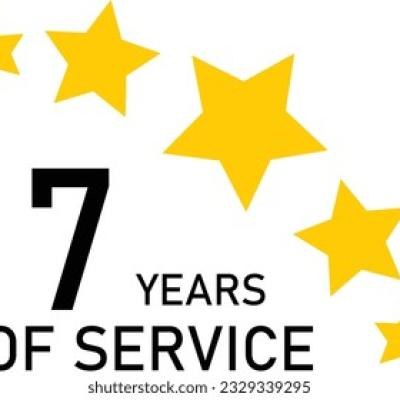 7 Years Service Experience Tag - find similar on Alamy