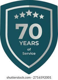70 Years Service Teal Shield