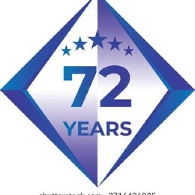 72 Years Anniversary Badge Five Star - find similar on Vector Stock