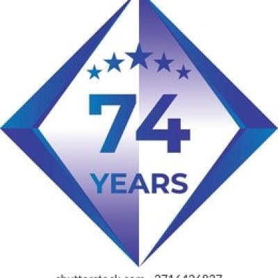 74 Years Anniversary Badge Five Star