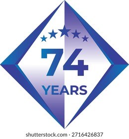 74 Years Anniversary Badge Five Star