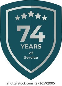 74 Years Service Teal Shield