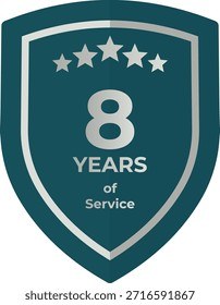 8 Years Service Teal Shield