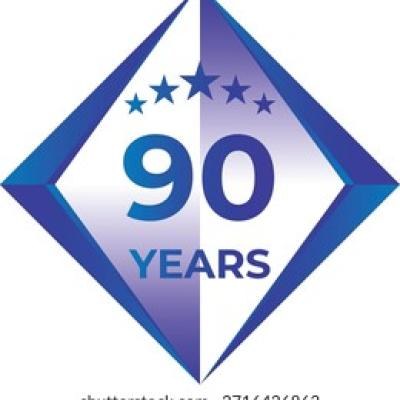 90 Years Anniversary Badge Five Star - find similar on Alamy