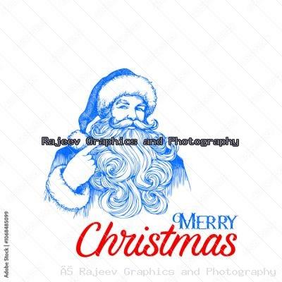 Attractive And Unique Line Sketch Of A Santa Clause Blue
