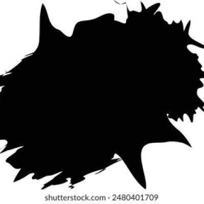 Black Ink Blot with Long Bottom Spike