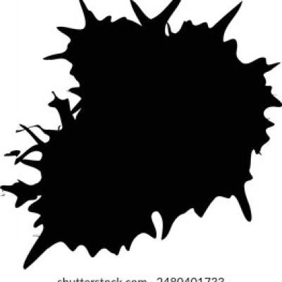 Black Ink Blot with Spikes on Right Side