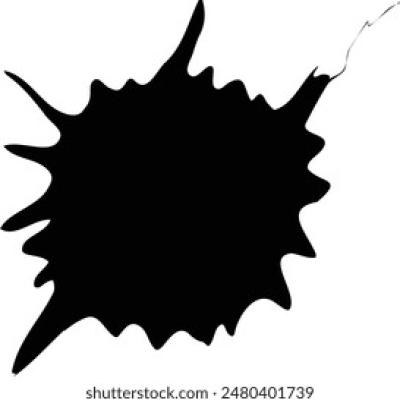 Black Ink Blot with Two Long Spikes