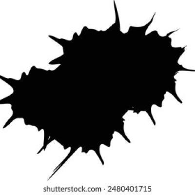 Black Ink Splash Blob with Short Spikes