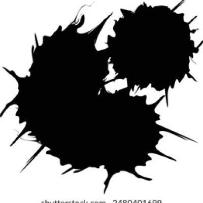 Black Ink Splash with Round Blob Top Right