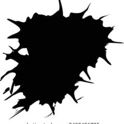 Black Ink Splatter with Sharp Side Spikes
