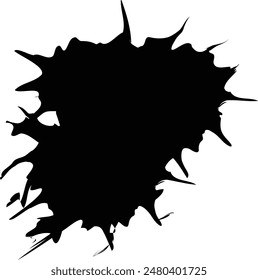 Black Ink Splatter with Sharp Side Spikes