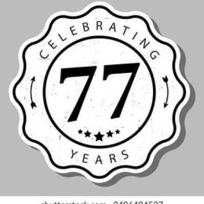 Celebrating 77 Years Experience Badge - find similar on Alamy