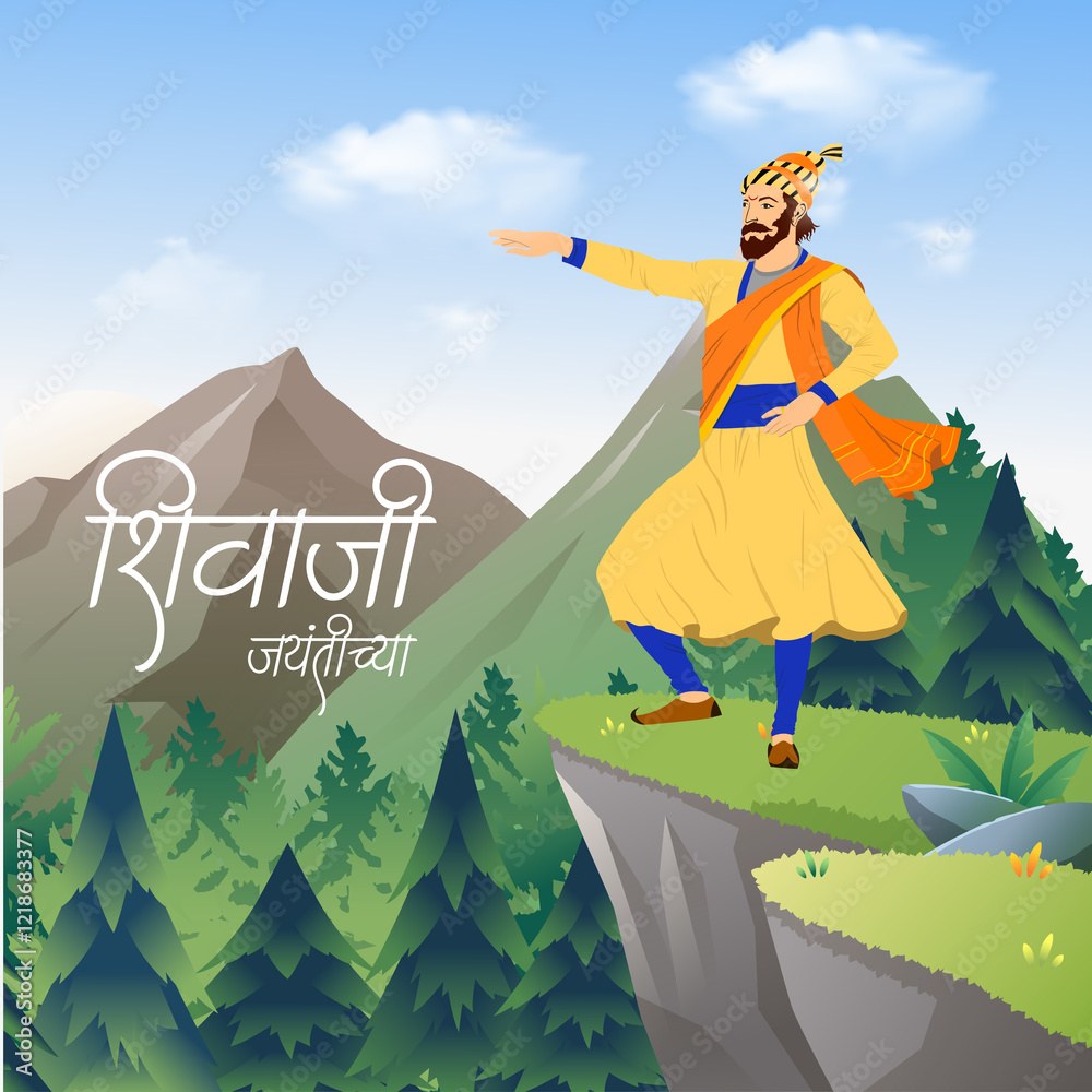 Chhatrpati Shiva Ji Jayanti Social Media Poster Shiva Ji Maharaj At The Eadge Of Clif