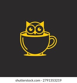 Cute Owl Coffee Cup Logo