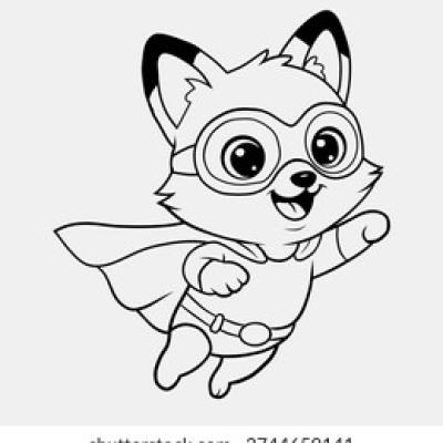 Cute Superhero Fox Character Kids