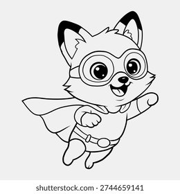 Cute Superhero Fox Character Kids