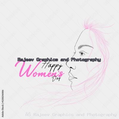Delicate Sketch Of A Woman S Profile With Flowing Pink Hair Lines The Illustration Features The Text Happy Women S Day In Stylish Fonts With Women S Highlighted In Pink