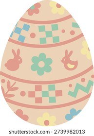 Easter Egg Pattern with Stripes Birds and Checks