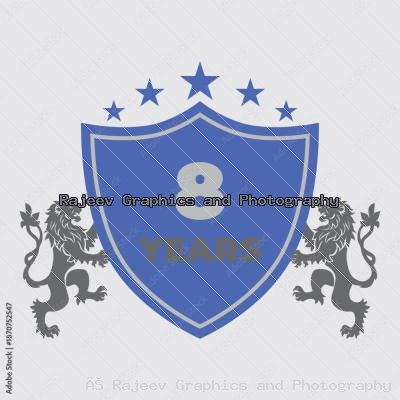 Eight Years Of Service Lion Shield Badge Icon