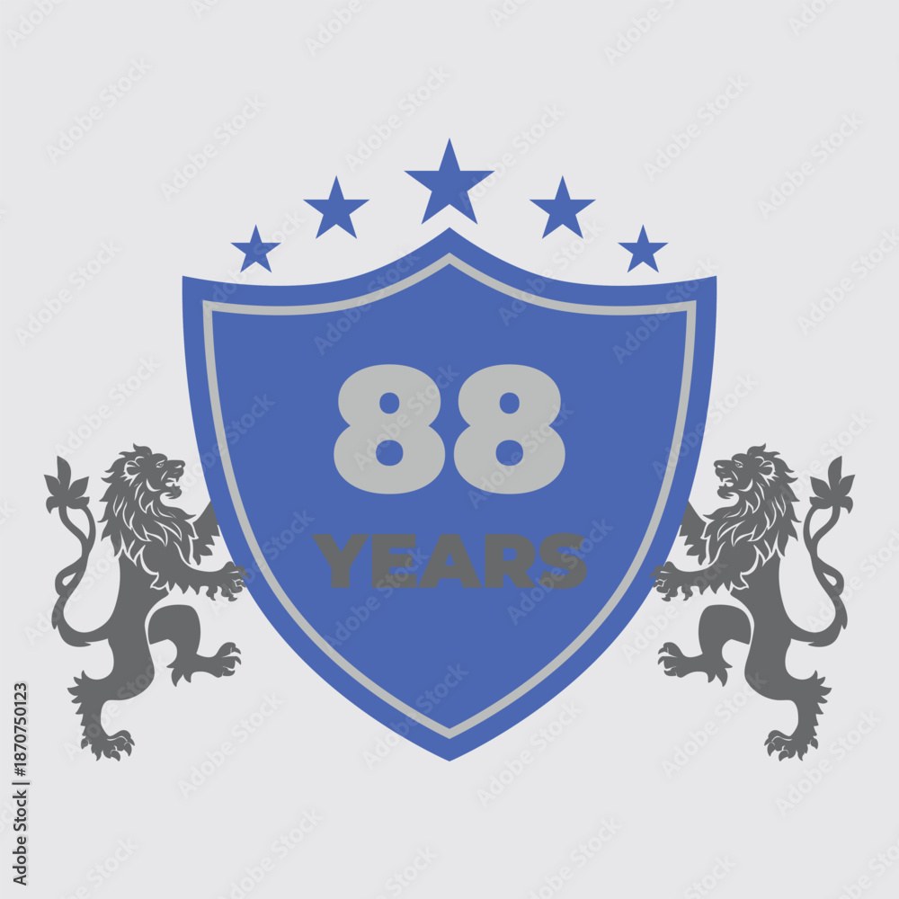 Eighty Eight Years Of Service Lion Shield Badge Icon