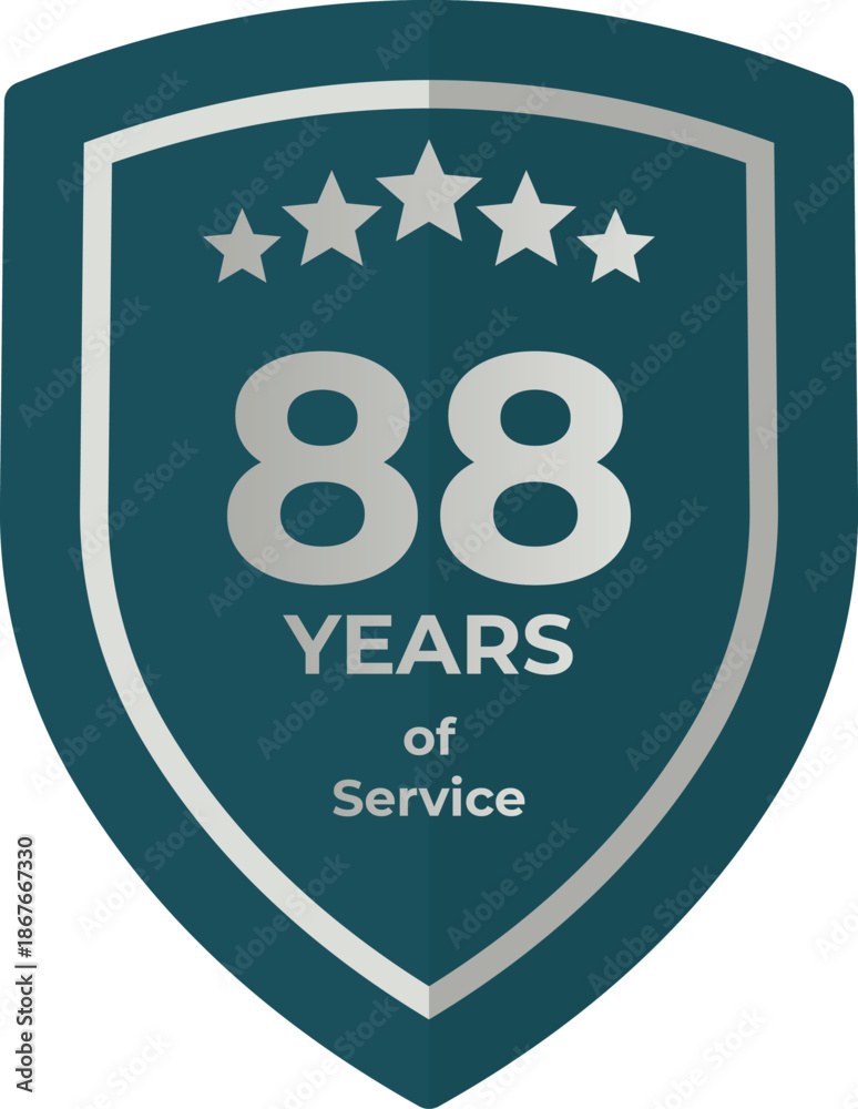 Eighty Eight Years Of Service Shield Badge Icon
