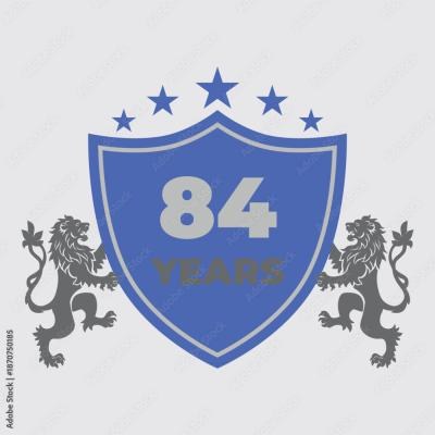 Eighty Four Years Of Service Lion Shield Badge Icon - find similar on Envato Elements