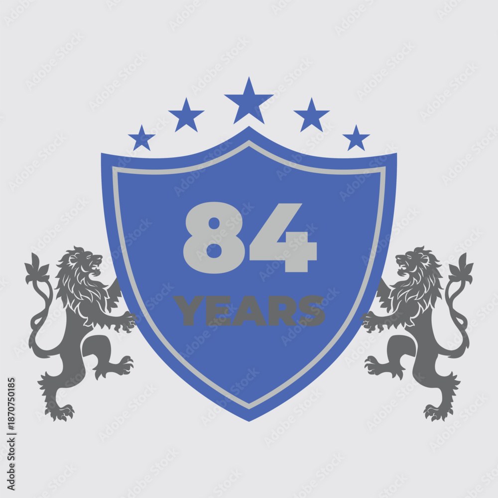 Eighty Four Years Of Service Lion Shield Badge Icon