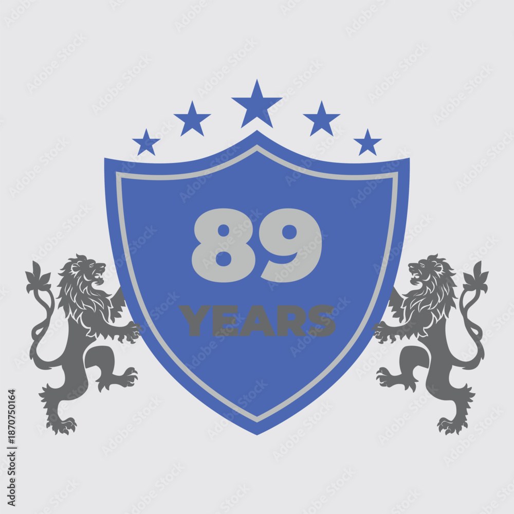 Eighty Nine Years Of Service Lion Shield Badge Icon