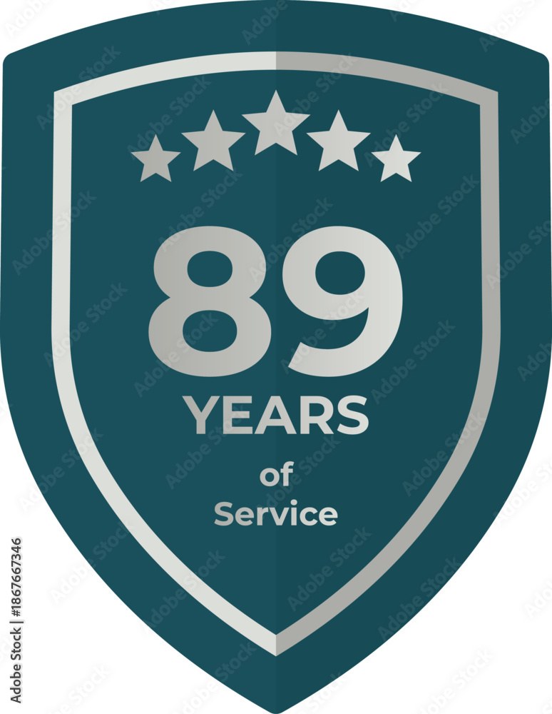 Eighty Nine Years Of Service Shield Badge Icon