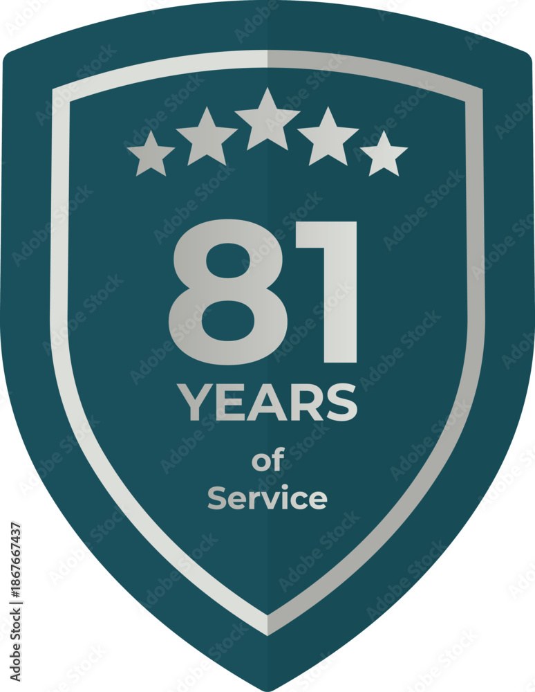 Eighty One Years Of Service Shield Badge Icon