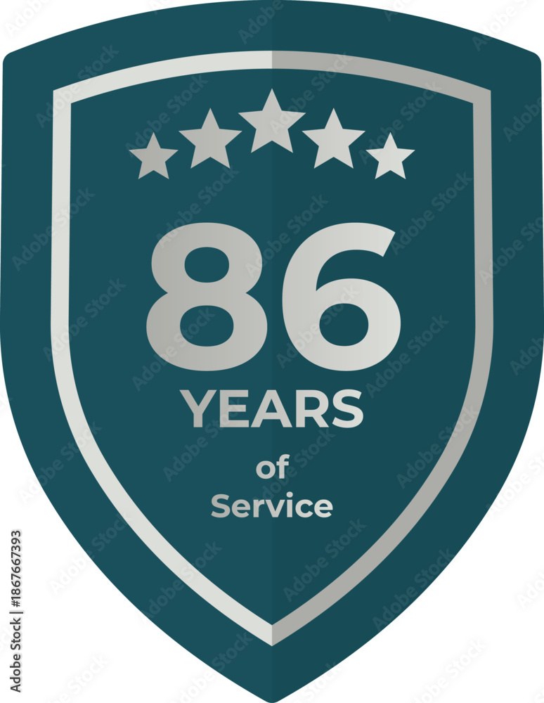 Eighty Six Years Of Service Shield Badge Icon