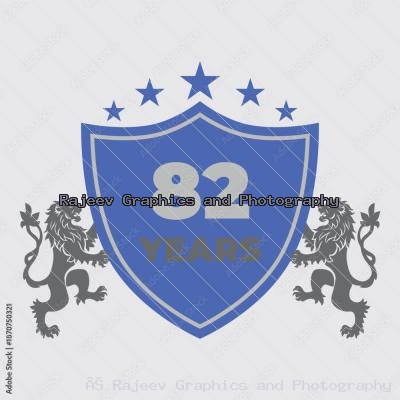 Eighty Two Years Of Service Lion Shield Badge Icon