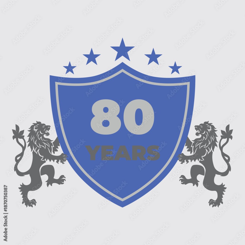 Eighty Years Of Service Lion Shield Badge Icon