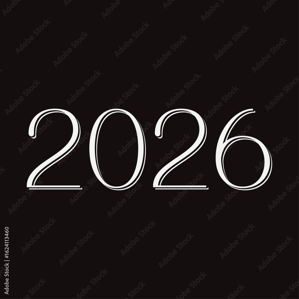 Elegant Serif Typography 2026 Stylized Year Design In Monochrome