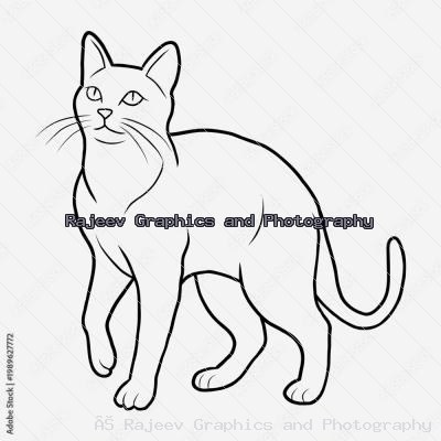 Elegant Standing Cat Line Art Illustration