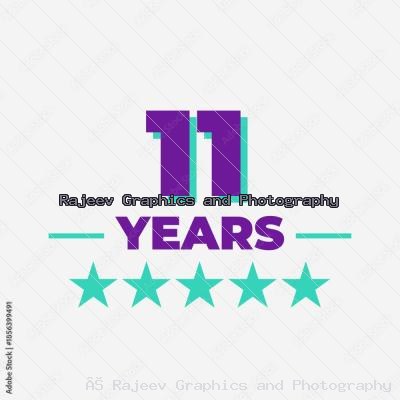 Eleven Years Anniversary Badge With Five Stars Purple And Teal Modern Vector Icon