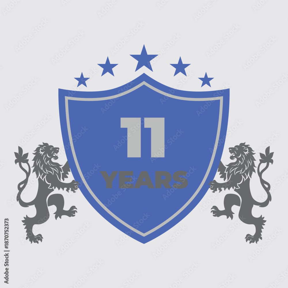 Eleven Years Of Service Lion Shield Badge Icon