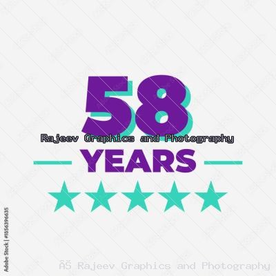 Fifty Eight Years Anniversary Badge Design