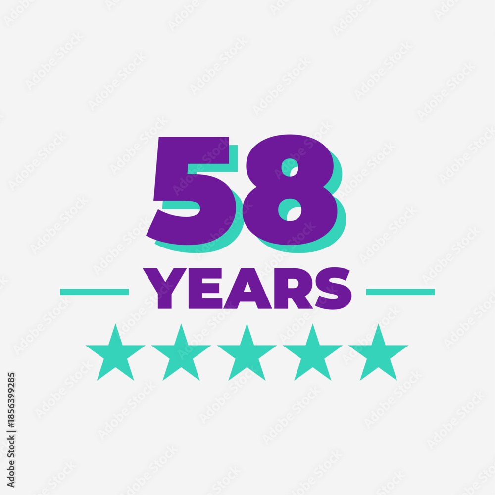 Fifty Eight Years Anniversary Badge Design